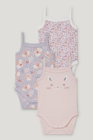 Baby Girls - Confezione da 3 - body per neonate - a fiori - rosa