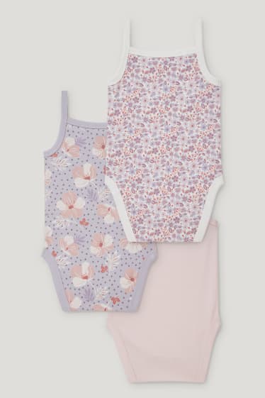 Baby Girls - Multipack 3 buc. - body bebeluși - cu flori - roz