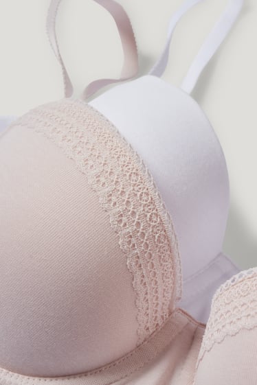Damen - Multipack 2er - BH mit Bügel - FULL COVERAGE - wattiert - rosa