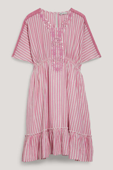 Filles - Robe - à rayures - violet clair
