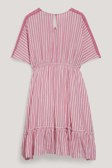 Filles - Robe - à rayures - violet clair