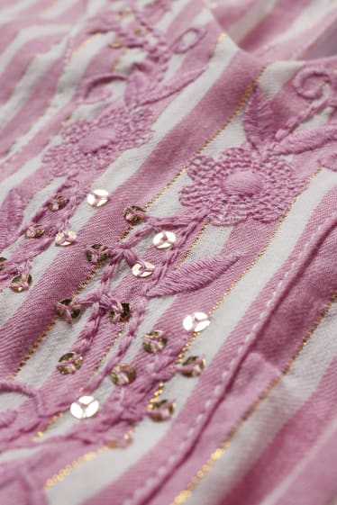 Filles - Robe - à rayures - violet clair