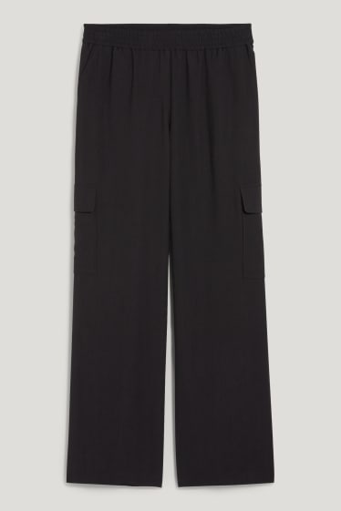 Dames - Pantalon - high waist - palazzo - zwart