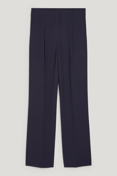 Donna - Pantaloni di stoffa - vita alta - palazzo - blu scuro