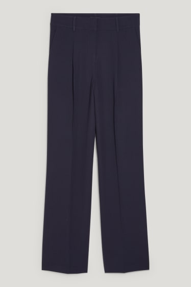 Femei - Pantaloni de stofă - talie înaltă - palazzo - albastru închis