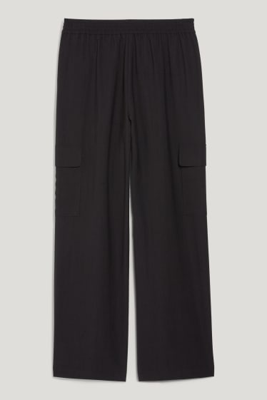 Dames - Pantalon - high waist - palazzo - zwart