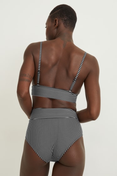 Dona - Calces de biquini - high waist - LYCRA® XTRA LIFE™ de ratlles - negre/blanc