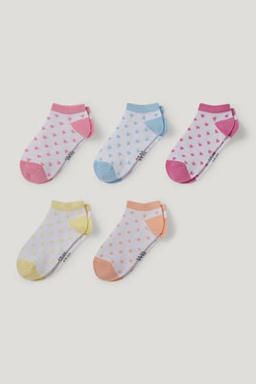 Toddler Girls - Confezione da 5 - calzini corti - con motivi - fucsia