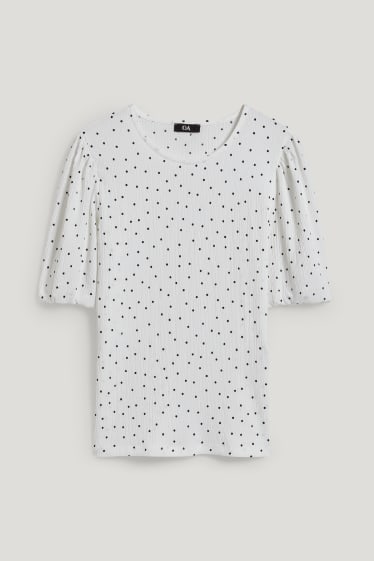 Damen - T-Shirt - gepunktet - weiß