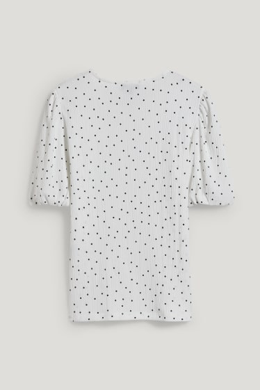 Damen - T-Shirt - gepunktet - weiß