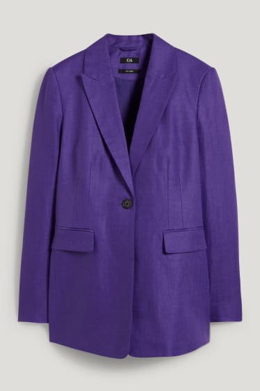 Dames - Linnen blazer - regular fit - paars