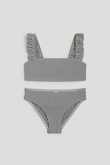 Kids Girls - Bikini - LYCRA® XTRA LIFE™ - 2 piece - striped - black / white
