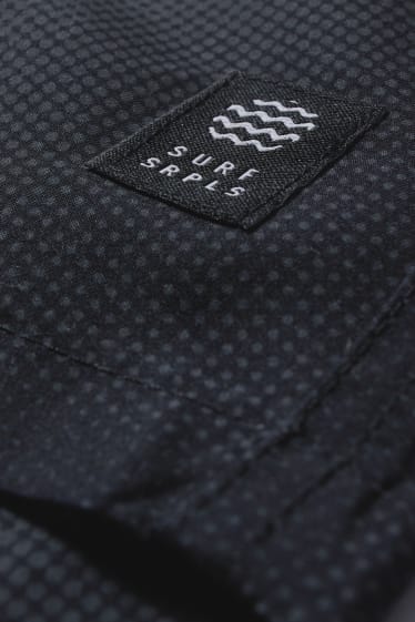 Herren XL - Badeshorts - kariert - schwarz