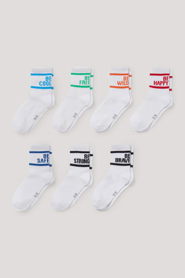 Bambini: - Confezione da 7 - statement - calzini con motivi - bianco