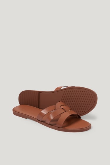 Damen - Sandalen - Lederimitat - braun
