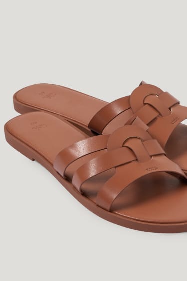 Damen - Sandalen - Lederimitat - braun