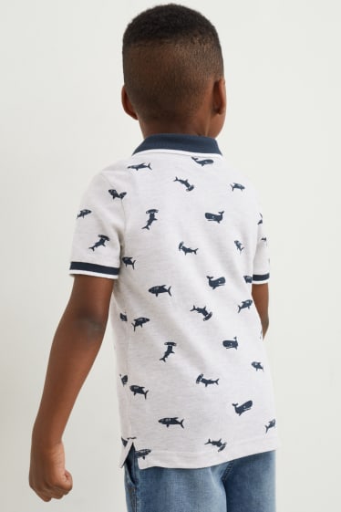 Toddler Boys - Polo shirt - patterned - light gray-melange