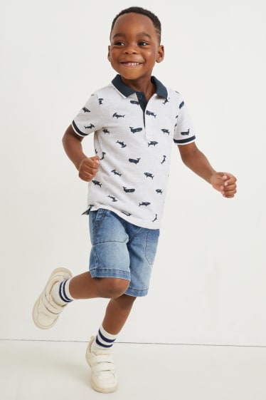 Toddler Boys - Polo shirt - patterned - light gray-melange