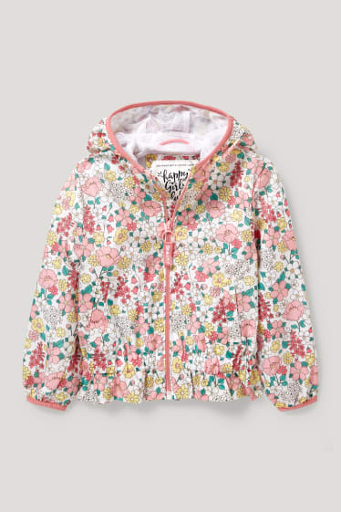 Filles - Veste à capuche - à fleurs - blanc