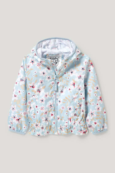 Filles - Veste à capuche - à fleurs - bleu clair