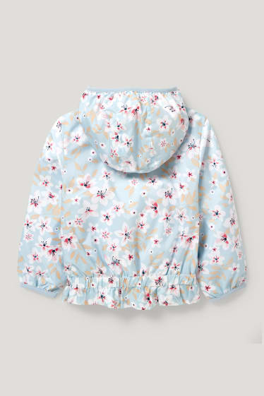 Filles - Veste à capuche - à fleurs - bleu clair