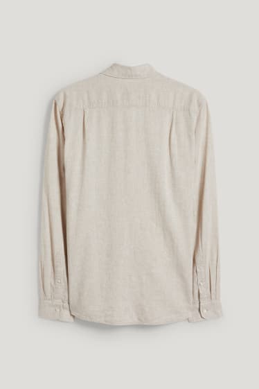 Men - Shirt - regular fit - Kent collar - linen blend - beige