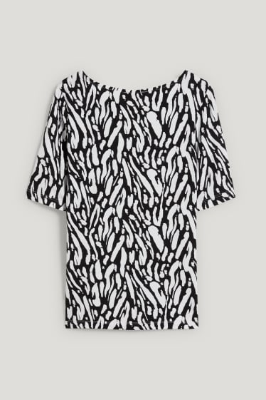 Dames - T-shirt - met patroon - zwart / wit