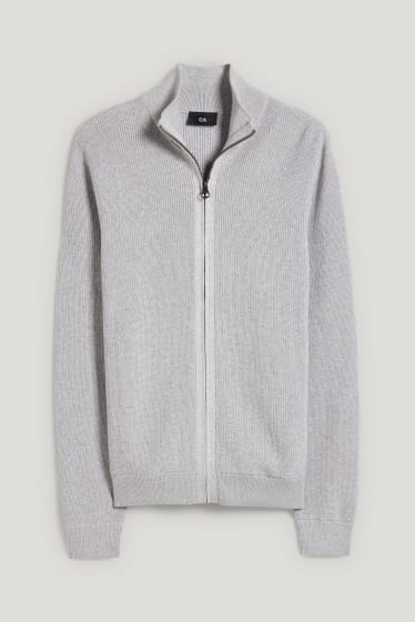 Herren - Strickjacke - hellgrau-melange