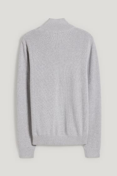 Herren - Strickjacke - hellgrau-melange