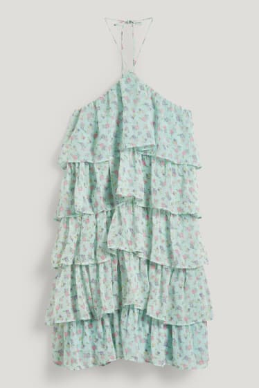 Clockhouse Girls - CLOCKHOUSE - vestito di chiffon - a fiori - verde chiaro