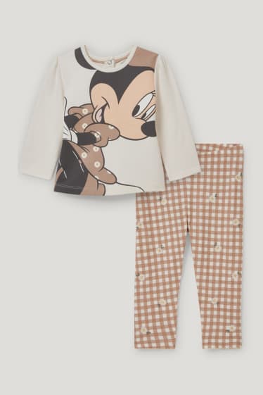 Baby Girls - Minnie Mouse - compleu bebeluși - 2 piese - alb-crem