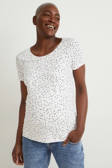 Femei - Tricou pentru alăptare - cu buline - alb
