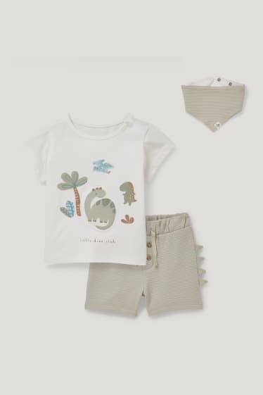 Baby Boys - Dino - Baby-Outfit - 3 teilig - cremeweiß