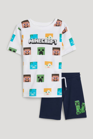Toddler Boys - Minecraft - set - tricou cu mânecă scurtă și pantaloni scurți trening - 2 piese - alb