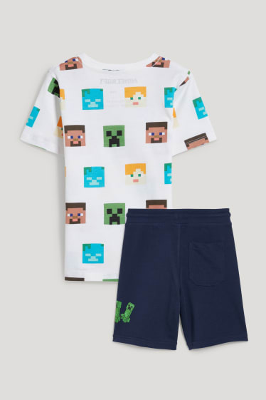 Toddler Boys - Minecraft - set - tricou cu mânecă scurtă și pantaloni scurți trening - 2 piese - alb