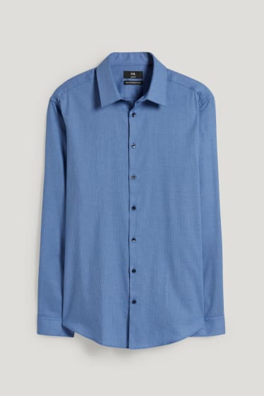 Uomo - Camicia business - slim fit - collo all'italiana - facile da stirare - fantasia - blu