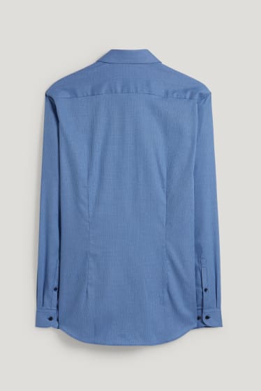 Uomo - Camicia business - slim fit - collo all'italiana - facile da stirare - fantasia - blu