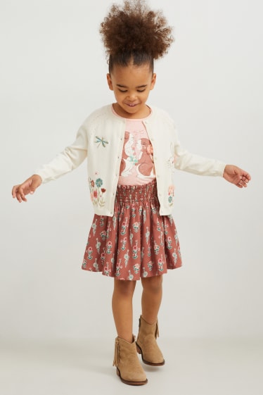 Niñas - Falda - de flores - marrón
