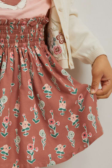Niñas - Falda - de flores - marrón