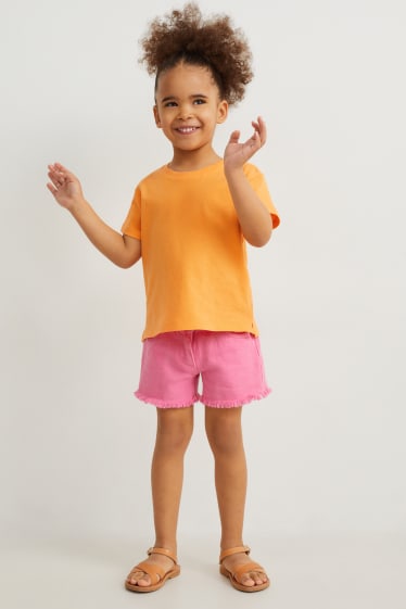 Małe dziewczynki - Wielopak, 2 szt. - koszulka z krótkim rękawem - jasnopomarańczowy