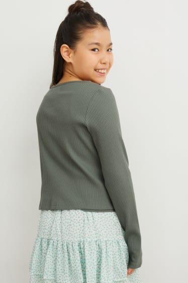 Filles - Ensemble - débardeur et gilet en maille - 2 pièces - vert
