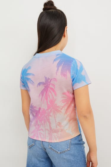 Kids Girls - Kurzarmshirt mit Knotendetail - rosa