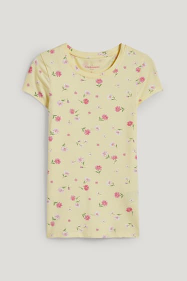 Clockhouse Girls - CLOCKHOUSE - T-shirt - gebloemd - lichtgeel