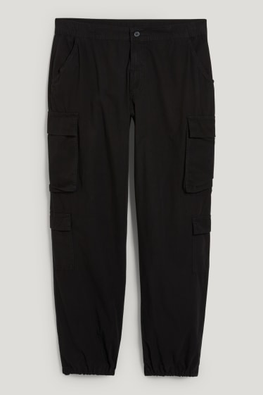 Clockhouse femme - CLOCKHOUSE - pantalon cargo - mid waist - relaxed fit - noir