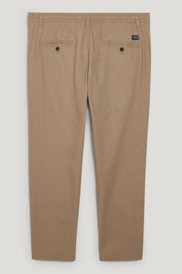 Pánské XL - Kalhoty chino - tapered fit - lněná směs - světle hnědá
