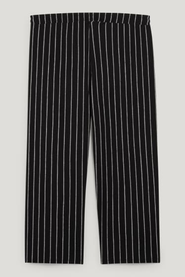 Donna - Pantaloni di stoffa - vita alta - gamba ampia - a righe - nero