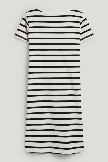 Donna - Vestito a t-shirt basic - a righe - bianco / nero