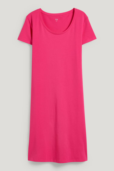 Dames - Basic-T-shirtjurk - fuchsiarood