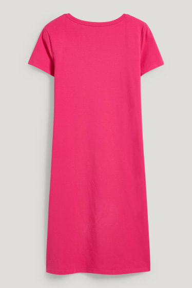 Dames - Basic-T-shirtjurk - fuchsiarood