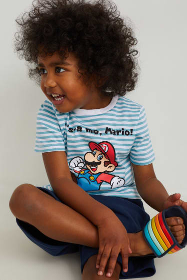 Toddler Boys - Super Mario - Kurzarmshirt - gestreift - weiß / hellblau